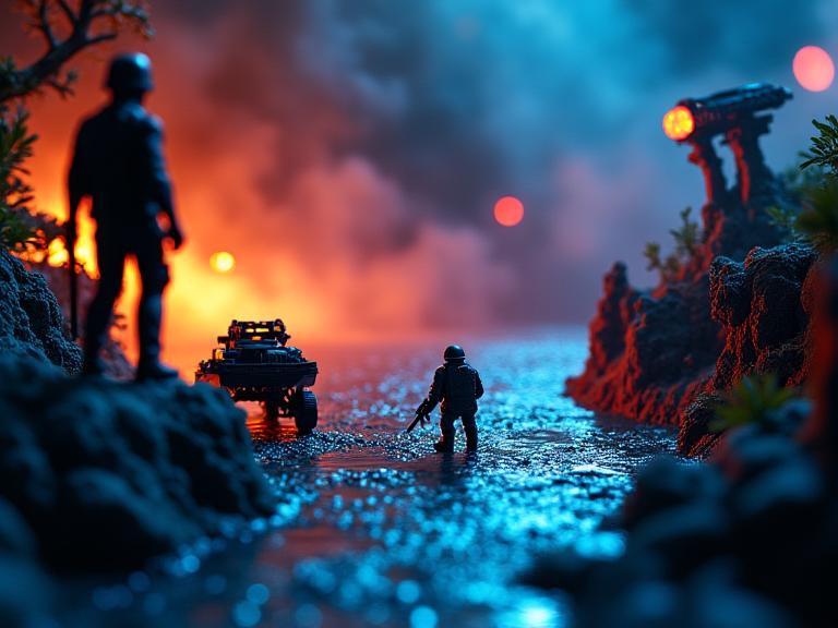 Diorama con illuminazione LED e effetti speciali